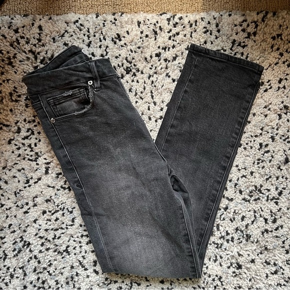 Good American straight leg distressed black gray jeans size 25 - Picture 5 of 9